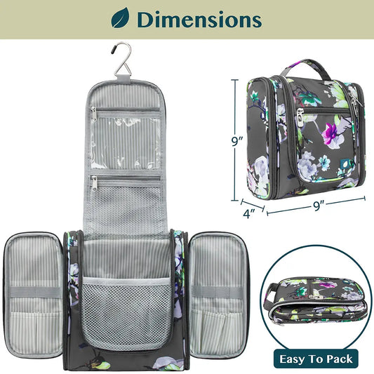 PAVILIA Toiletry Bag Travel Bag for Women Men, Hanging Cosmetic Organizer, Water Resistant Makeup Bag for Accessories Toiletries, Large Travel Essentials Kit