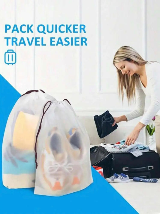 Clear Travel Storage Bag (10pcs), Drawstring Shoe Bags, Unisex Travel Clothes Storage Bag, Suitable for Travel, Outing and Daily Use