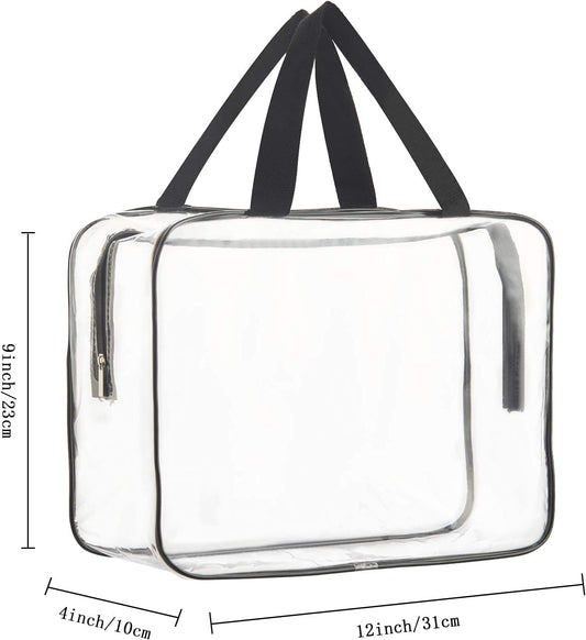HAOGUAGUA 2-Piece Large Clear Makeup Cosmetic Organizer Bag, Plastic Tote Bags, Waterproof Transparent Handbag Purse