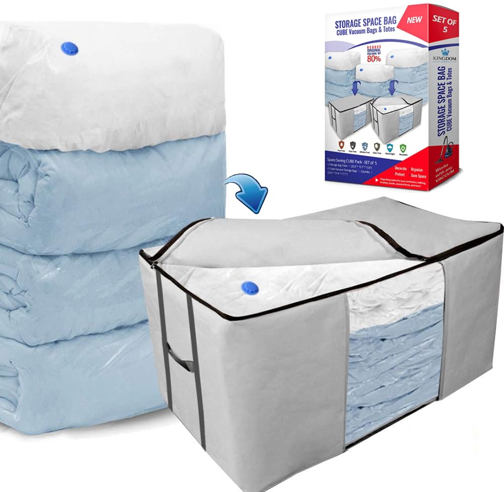 Vacuum Storage Bags, Cube Space Saver Bags, Bedding Space Saving Organizer