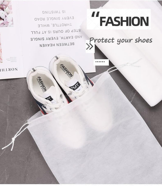30 eco-friendly travel shoe bag storage bags, non-woven breathable dust-proof bag with rope, suitable for storing shoes and bags, isolate dust and keep shoes and bags clean and tidy. (9.8inX13.77in)
