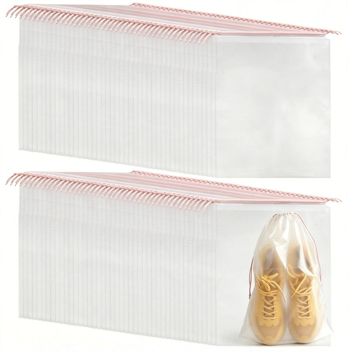 PLULON 32 Pcs Clear Shoe Bags for Travel, Clear Travel Shoe Bag for Storage
