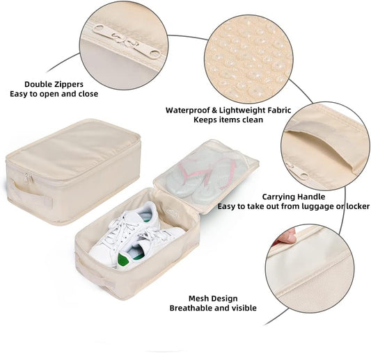 Travel Shoe Bags, Foldable Waterproof Shoe Puches Organizer-Double Layer (Multi-colored4)