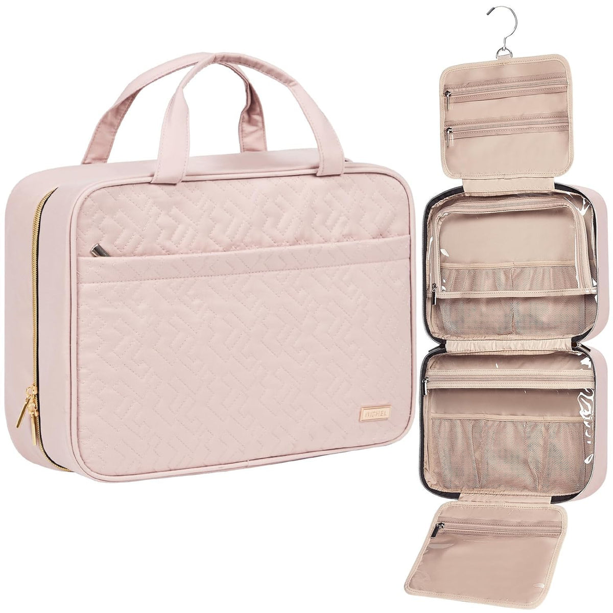 NISHEL Travel Toiletry Bag for women, Portable Hanging makeup Organizer