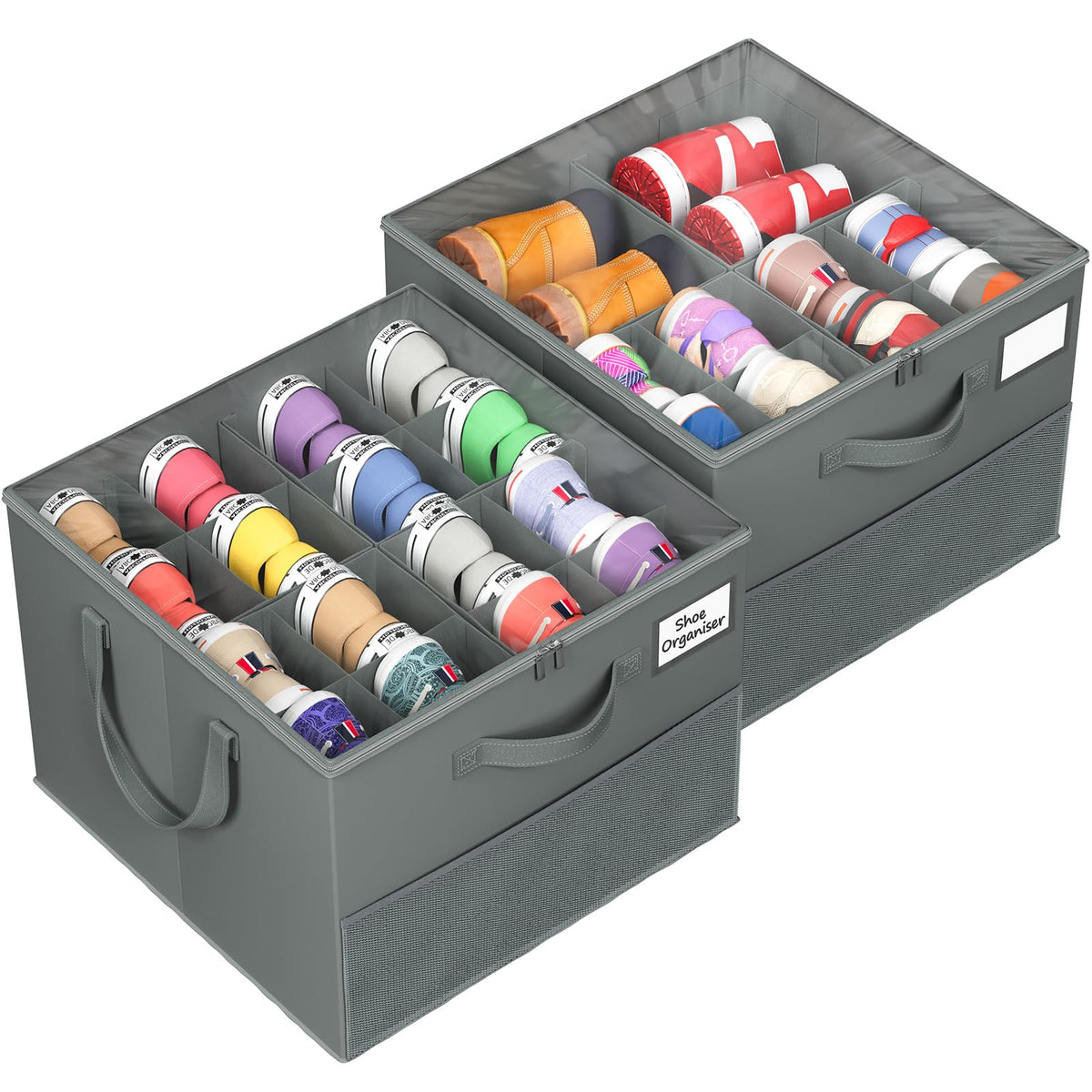 Plus Size 2 Pack Shoe Organizer for Closet, Foldable Shoe Storage Box