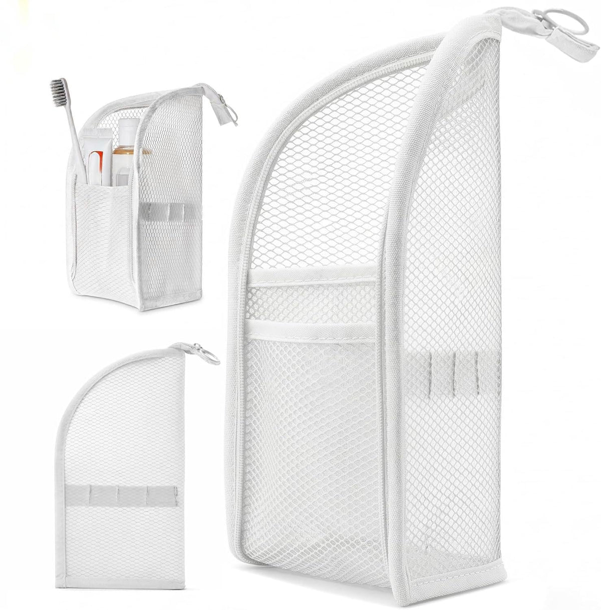2Pcs Standing Travel Toiletry Bag, Portable Mesh Cosmetic Organizer