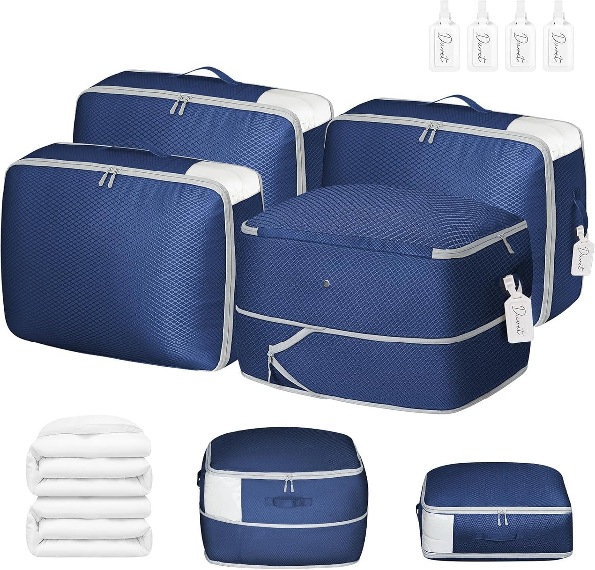 DIMJ Clothes Storage Bag 8 Pack, 19L Compression Storage Bags for Sweater, Closet, Sheet Storage Organizer with Window Handle, Compression Packing Cubes Space Saver Storage Bags with Zipper