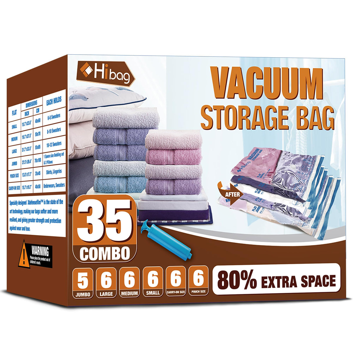 10 Jumbo Vacuum Storage Bags for Bedding, Vacuum Seal Bags for Clothing
