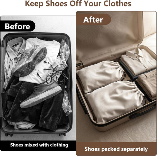 6 PCS Flannel Cloth Shoe Bags for Travel & Packing for Women & Men