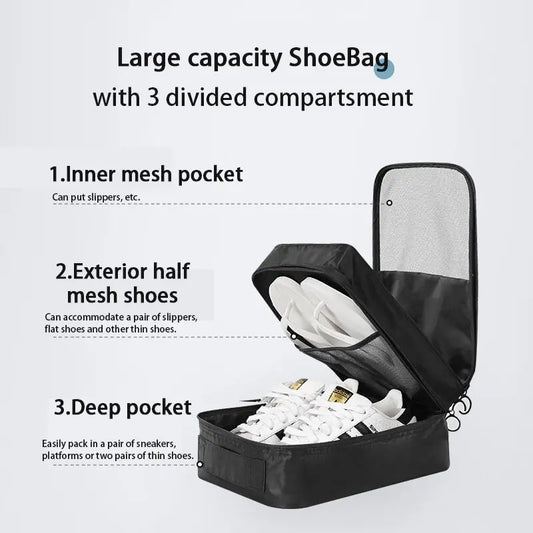 Roomy Polyester Fiber Shoe Bags - Large, Waterproof Rain-Proof Pack, Portable Zippered Luggage Organizers for Bag Organization Needs (For Women, Men)