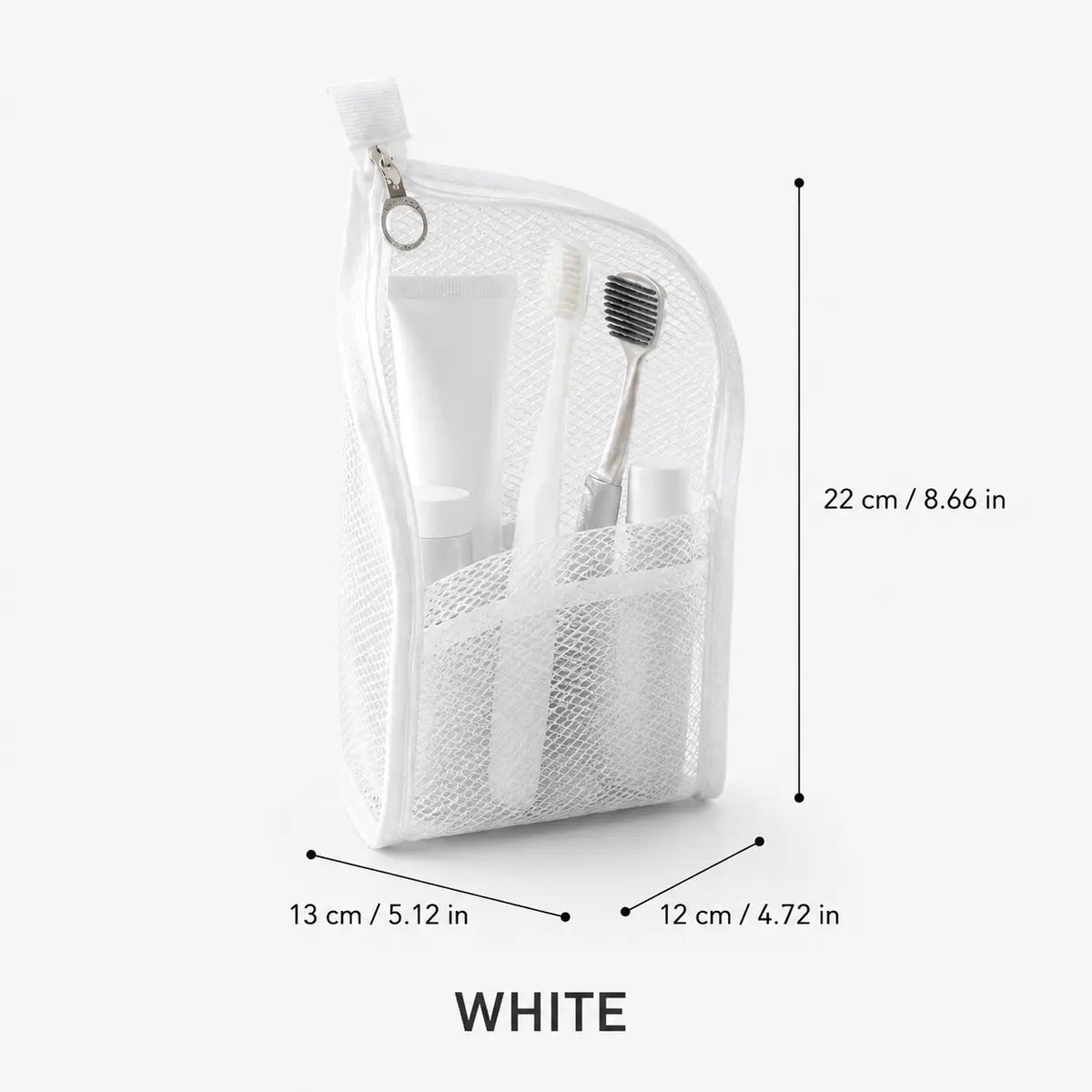 Mesh Zipper Toiletry Storage Pouch, Multi-Pocket Travel Cosmetic Organizer Bag, Breathable Bathroom Counter Storage for Toiletries, Makeup & Daily Essentials
