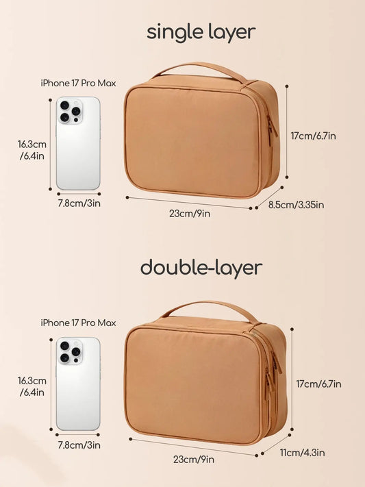 Unisex Oxford Cloth Makeup Bag, Durable Multi-Layer Travel Organizer, Portable Cosmetic Pouch for Toiletries & Accessories, Travel Cosmetic Bags, Travel Makeup Bags Organizers, Toiletry Pouch, Cosmetics Bag