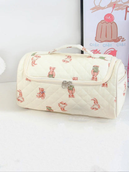 Large Capacity Quilted Cosmetic & Hair Dryer Organizer Bag, Portable Travel Essentials Toiletry Storage Case with Multi-Pockets, Makeup Organizer Pouch, Travel Cosmetic Bags, Cosmetics Bag