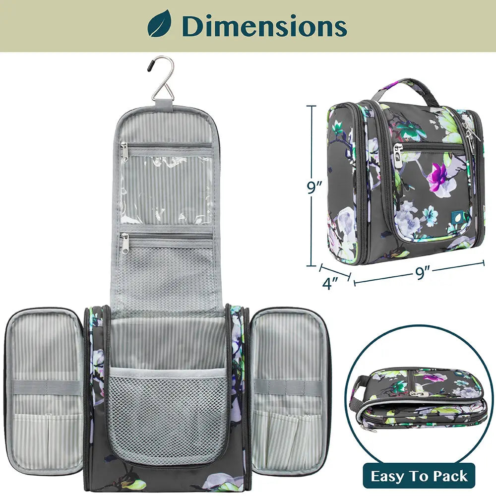 PAVILIA Toiletry Bag Travel Bag for Women Men, Hanging Cosmetic Organizer, Water Resistant Makeup Bag for Accessories Toiletries, Large Travel Essentials Kit
