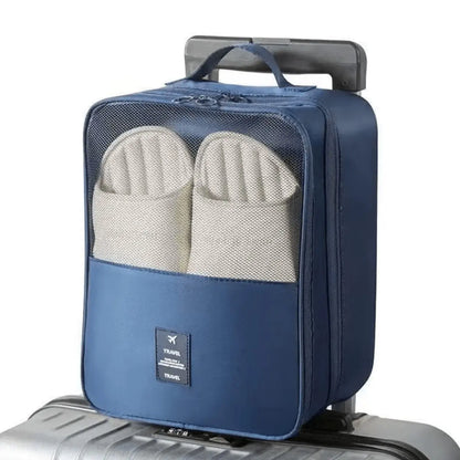 Travel Shoe Storage Organizer Bag, Large Capacity 3-Pair Hold with Dustproof PVC Cover, Breathable Fabric, and Handle