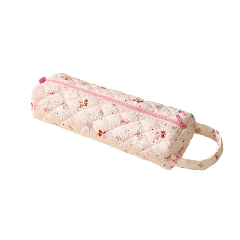 Quilted Multi‑Purpose Storage Bag, Portable Zipper Cosmetic Makeup Pouch with Handle, Large Capacity Travel Toiletry Organizer for Bathroom Office