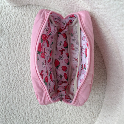 COZYLOUCIA Small Makeup Pouch with Floral Interior - Compact Makeup Storage Organizer, Mini Travel Products, Airplane Travel Accessories, Toiletry Bag, Gifts for Women, BackToSchool