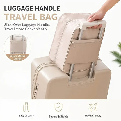 Travel Shoe Bag, High-Capacity Durable And Breathable Storage, Fits 3 Pairs of Shoes, Sturdy Hanging Organizer with Multiple Compartments, Comfortable Black Handle, Designed to Save Suitcase Space, for Socks And Other Items, 1pc