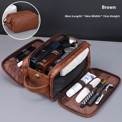 BIGWIG Men's Toiletry Bag Durable PU Leather Water-Resistant Shaving Dopp Kit, Travel Grooming Organizer, Spacious Portable Men's Accessory Gift for Him, Boyfriend, Dad on Valentine's Day & Father's Day