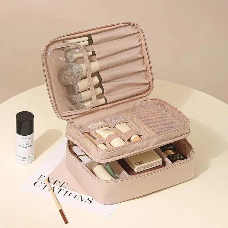 Waterproof Oxford Toiletry Bag with Divider, Y2K Portable Large Capacity Makeup Organizer for Women