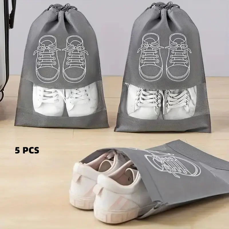 5 Pack Transparent Unisex Adults' Portable Sports Shoe Bags with Secure Zipper - Compact Shoe Storage Organizer, Easy Identification, Space-Saving for Travel, Commuting