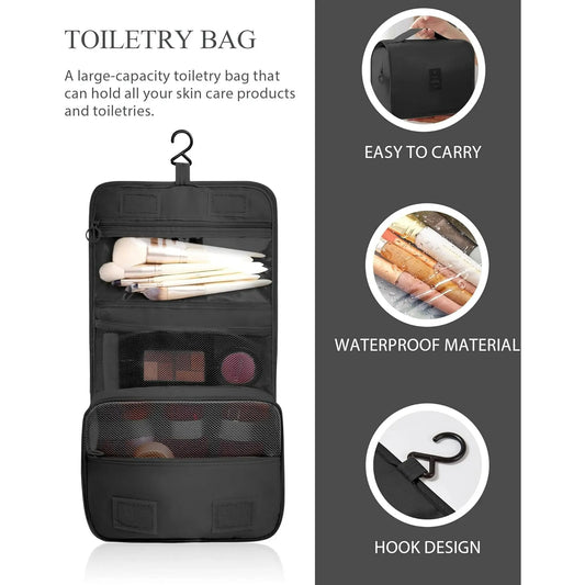 1PC Hanging Toiletry Bag for Women, Travel Cosmetic Organizer with Multiple Compartments, Waterproof Makeup Storage Bag for Trips, Hotels & Daily Use