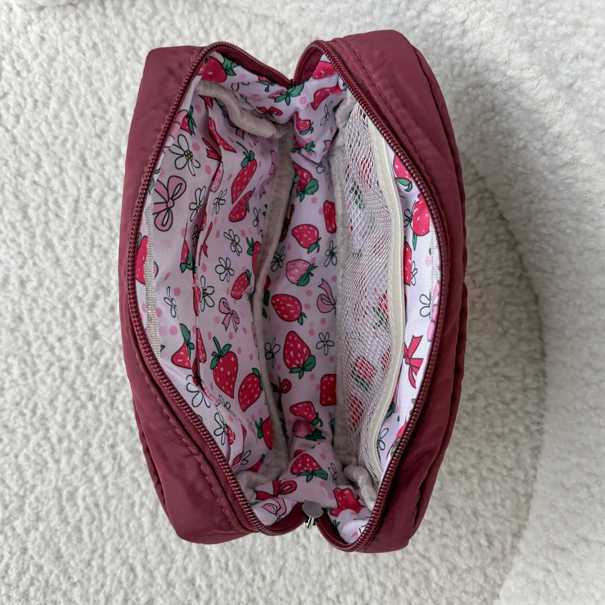 COZYLOUCIA Small Makeup Pouch with Floral Interior - Compact Makeup Storage Organizer, Mini Travel Products, Airplane Travel Accessories, Toiletry Bag, Gifts for Women, BackToSchool