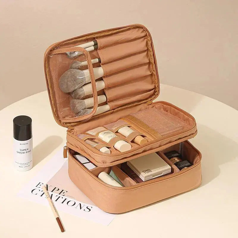 Waterproof Oxford Toiletry Bag with Divider, Y2K Portable Large Capacity Makeup Organizer for Women