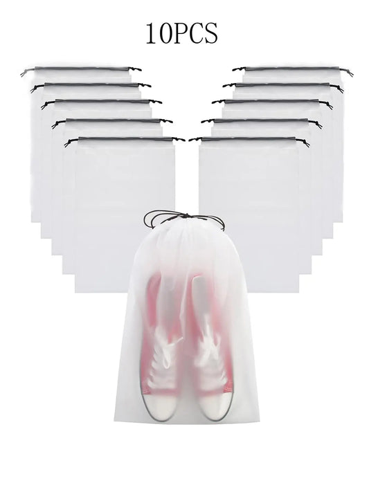 Clear Travel Storage Bag (10pcs), Drawstring Shoe Bags, Unisex Travel Clothes Storage Bag, Suitable for Travel, Outing and Daily Use