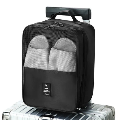 Travel Shoe Bag, High-Capacity Durable And Breathable Storage, Fits 3 Pairs of Shoes, Sturdy Hanging Organizer with Multiple Compartments, Comfortable Black Handle, Designed to Save Suitcase Space, for Socks And Other Items, 1pc