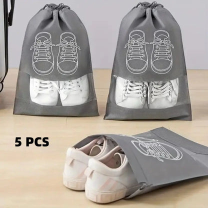 5 Pack Transparent Unisex Adults' Portable Sports Shoe Bags with Secure Zipper - Compact Shoe Storage Organizer, Easy Identification, Space-Saving for Travel, Commuting