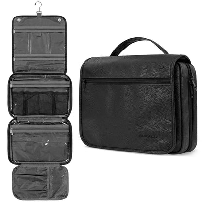 PAVILIA Hanging Toiletry Bag Women Men, Foldable Cosmetic Organizer Travel Bag, Water Resistant Makeup Bag Toiletries, Large Travel Essentials Kit