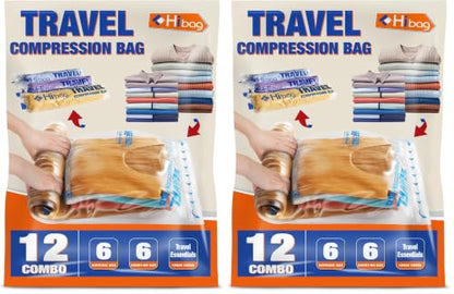 Compression Bags for Travel Essentials, Roll Up Bags No Vacuum Needed