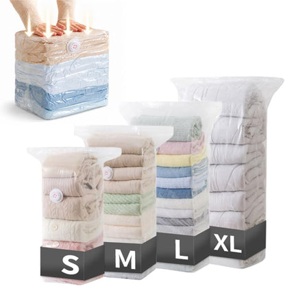 4 Pack No-Pump Vacuum Storage Bags,New 3D Compression Bags,Clear Space Saver Bags for Clothes,Comforters and Blankets