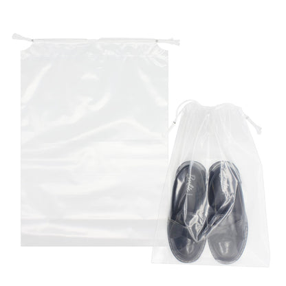 100 Pack 12x18 inch Plastic Drawstring Bags Transparent Shoe Bags