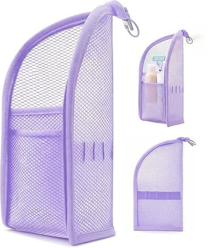2Pcs Standing Travel Toiletry Bag, Portable Mesh Cosmetic Organizer