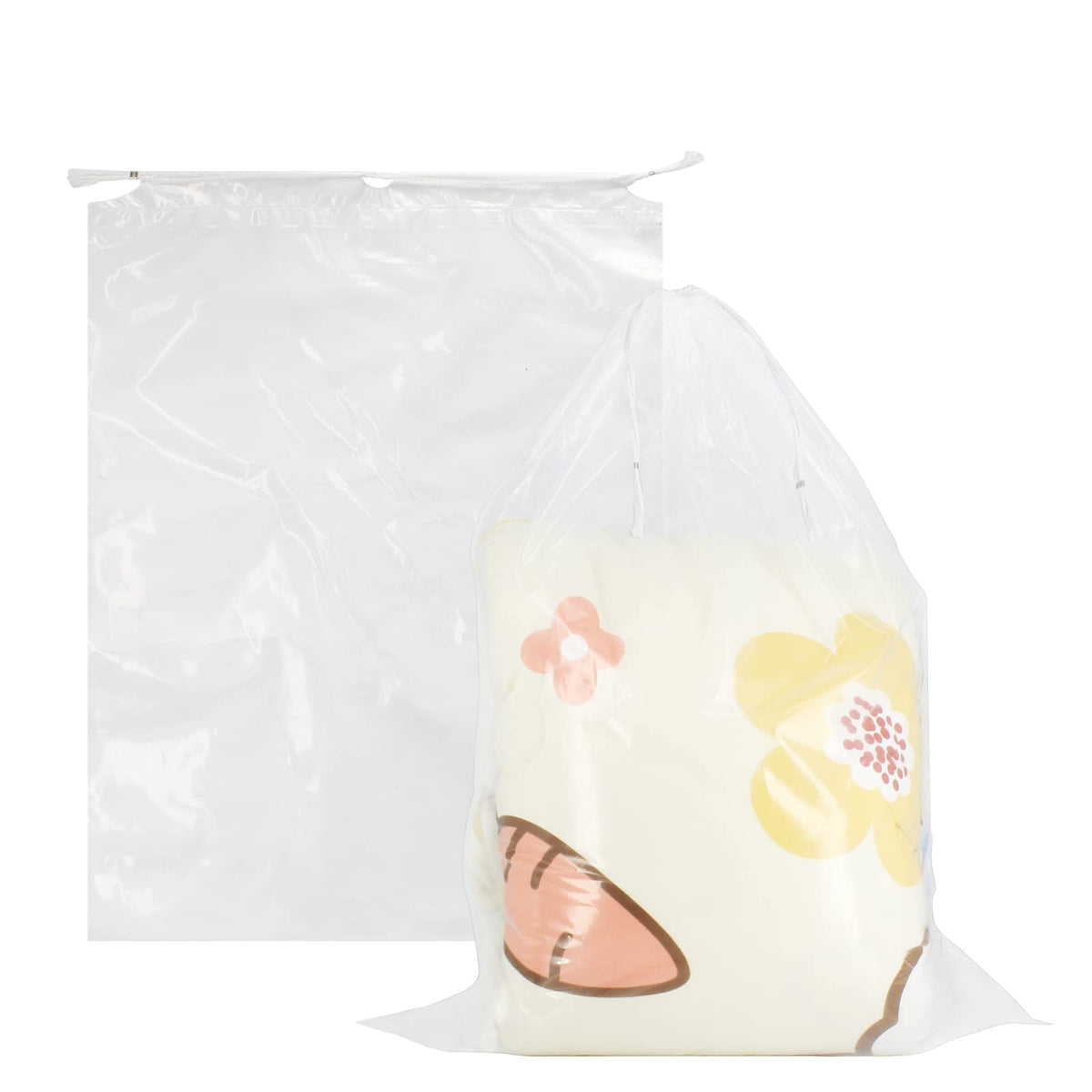 100 Pack 12x18 inch Plastic Drawstring Bags Transparent Shoe Bags