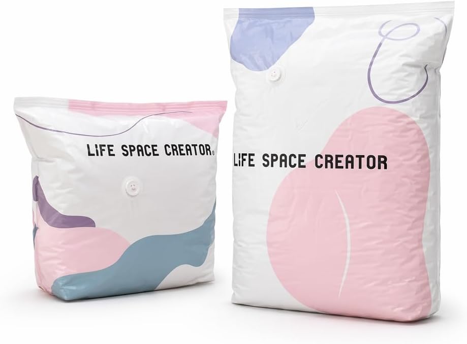 No Pump Vacuum Storage Bags, 2 Pack 3D Large Self Compression Space Saver Bags, Clothing Storage Bag for Bedding Blankets Comforter, Reusable Airtight Seal Travel Bag, Home Organization Cube