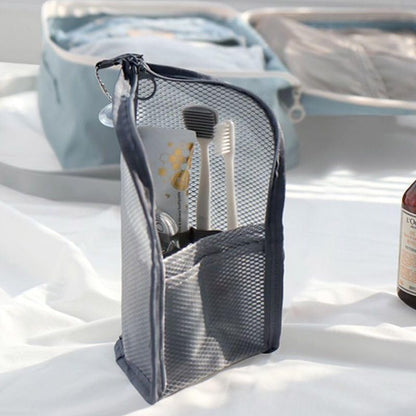 2Pcs Standing Travel Toiletry Bag, Portable Mesh Cosmetic Organizer