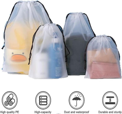 Translucent Travel Drawstring Bags Reusable Large Shoes Bags Organizers Storage Pouch Waterproof Durable Dust Bags with Rope 15.7 x 11.8 inches (50 Pack)