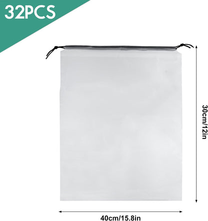 PLULON 32 Pcs Clear Shoe Bags for Travel, Clear Travel Shoe Bag for Storage