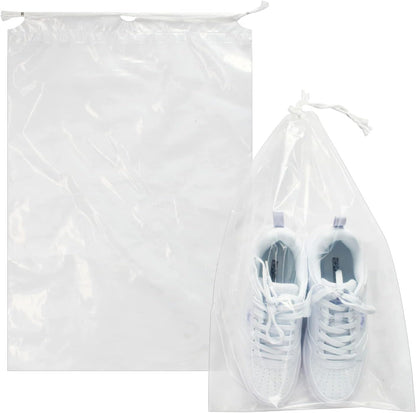 100 Pack 12x18 inch Plastic Drawstring Bags Transparent Shoe Bags