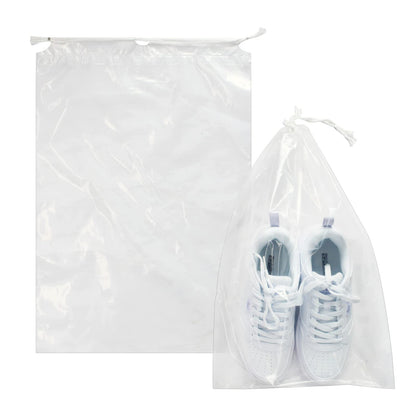 100 Pack 12x18 inch Plastic Drawstring Bags Transparent Shoe Bags