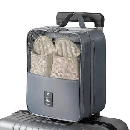 Travel Shoe Storage Organizer Bag, Large Capacity 3-Pair Hold with Dustproof PVC Cover, Breathable Fabric, and Handle