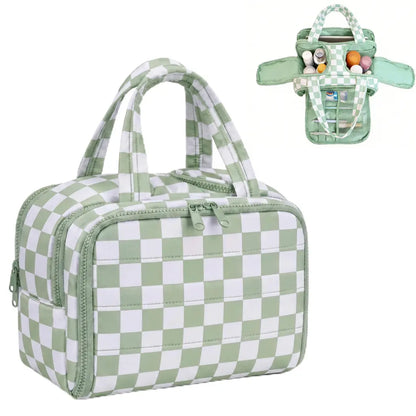 Checked Travel Toiletry Bag, Spacious Checkered Toiletry Bag for Women,Large Toiletry Bags for Traveling,Lightweight Travel Cosmetic Makeup Bag Organizer for Accessories,Toiletries
