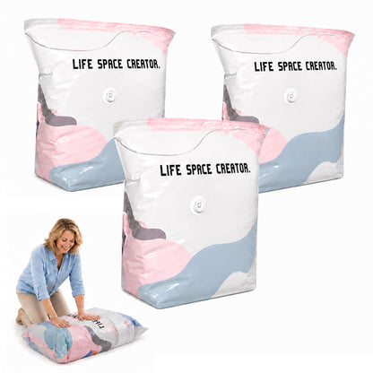 No-Pump Vacuum Storage Bags 3D Cube Space Saver Bags (5PCS, M)