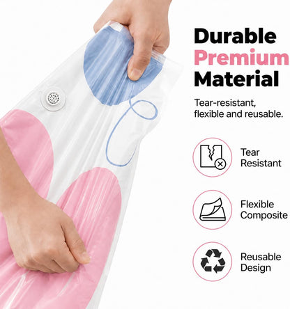 3 Pack No Pump Vacuum Storage Bags, Large 3D Cube Space Saver Bags