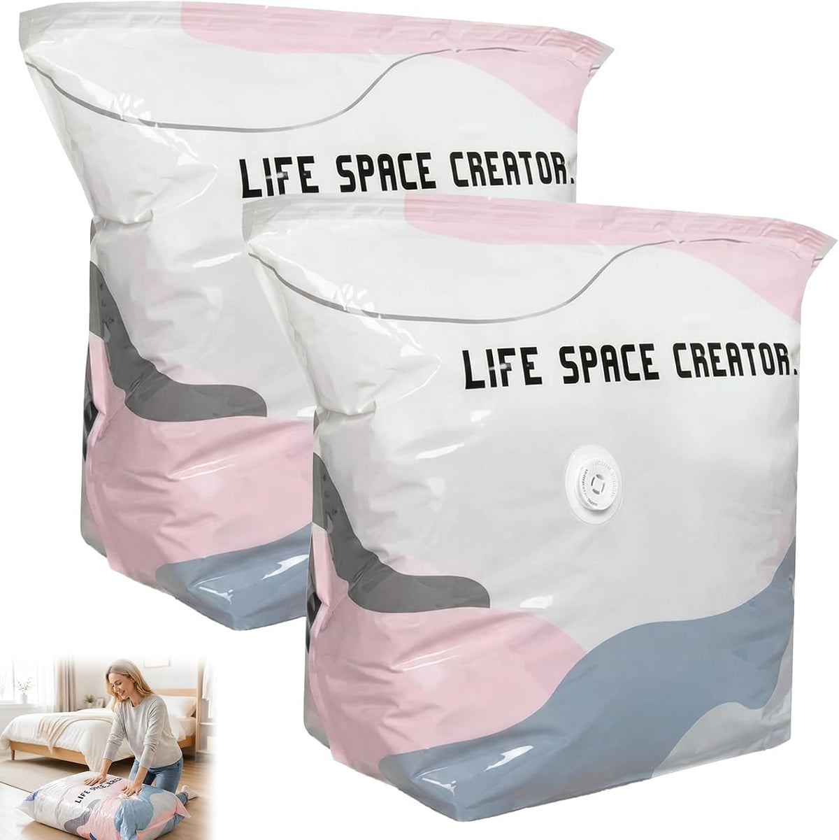 Better Life Space Bags, No Pump Vacuum Storage Bags for Clothes, Bedding & Comforters, Cube Compression Bags, 31 x 39 x 15 in, 2 Pack