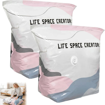 Better Life Space Bags, No Pump Vacuum Storage Bags for Clothes, Bedding & Comforters, Cube Compression Bags, 31 x 39 x 15 in, 2 Pack