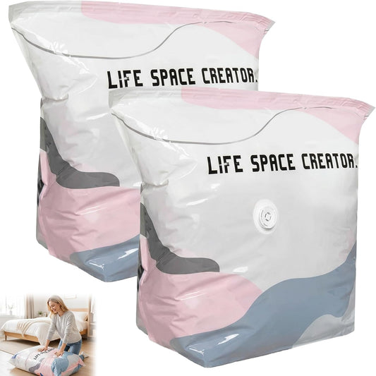 Better Life Space Bags, No Pump Vacuum Storage Bags for Clothes, Bedding & Comforters, Cube Compression Bags, 31 x 39 x 15 in, 2 Pack